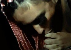 She gives a blowjob in the woods and swallows it all deliciously