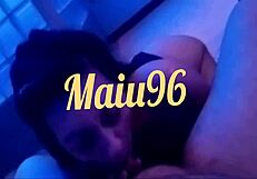 A young woman engages in oral activities with telo.