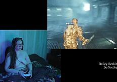 naked deadspace gameplay part 6 with fat brunette showing big natural tits