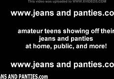Blonde amateur goldy exposing her panties in tight jeans