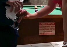 blonde fucks on pool table in outdoor video