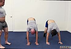 old man and grandpa enjoy gay yoga with hot skater boy