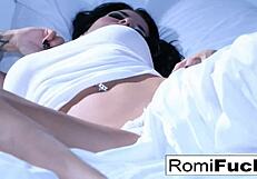 Brunette Masturbates Solo On The Bed