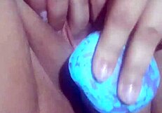 Fucking My Cum Filled Pussy With Dino Dildo