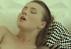 brunette in stockings uses toys for intense orgasm taste