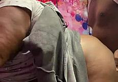 A couple gets caught in the elevator by mall security while engaging in intimate activities outdoors