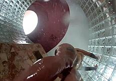 Christy Mack's backstage shower fun, nude and wet