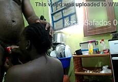 detailed blowjob on big cock in kitchen with big ass