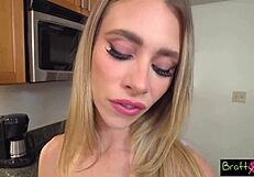 Anya Olsen tells stepbro to shut up for deepthroat action