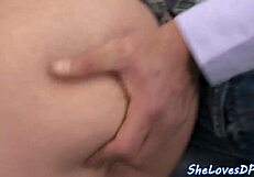 classy european babe gets anal spitroasted by two cocks