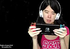 chinese gamer girl strips topless for fun in public