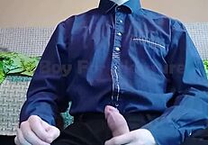 teen boy moans during cumshot on clothes for pleasure