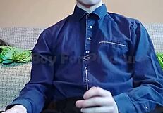 teen boy moans during cumshot on clothes for pleasure