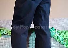 teen boy moans during cumshot on clothes for pleasure