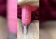 close up solo masturbation with pink dildo and vibrator