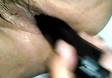 Feeling the thrill of her first dildo in vagina