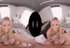 Blonde lola myluv bends over for doggystyle threesome!