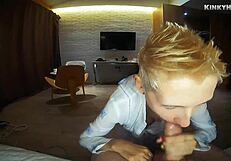 Amateur Girl Sucks Cock, Swallows Cum in Hot Homemade Video with Blonde Teen