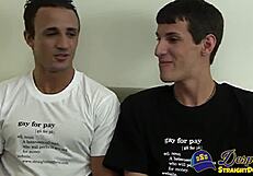 Straight stud and gay guy take turns blowing each other's monster cocks deepthroat style