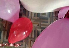 Balloons In The Bathroom Mesmerize With Stockings And Legs