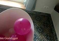 Balloons In The Bathroom Mesmerize With Stockings And Legs