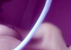 Asian milf fingers pussy with banana creampie