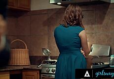 Girlsway - Lonely Woman Cheats With Angela White, Boss's Wife, During Dinner.