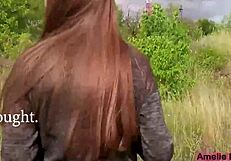 Girl Sensually Sucks Boyfriend's Cock Outdoors with Cum in Mouth