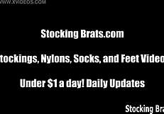 Lesbian Threesome in Pantyhose with Stockings and Feet Fetish