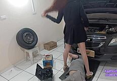 Horny Boss Wife Teases Mechanic in Voyeur Amateur Workshop Reality