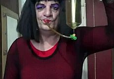 bisexual crossdresser shyly fills himself up in homemade video part 1