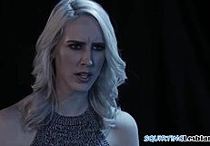 lesbo babe enjoys threeway with couple