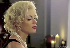 Blonde's Intense Look While Sucking You to Cum