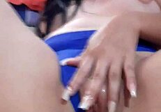 linda the young babe moans loudly while touching her real pink vagina