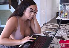 Busty Stepsister Kiki Klout Surprises with Blowjob to Pervy Stepbrother