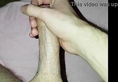 Young 18+ guy masturbates cock in solo play