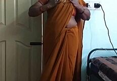 i watch desi wife in saree showing off