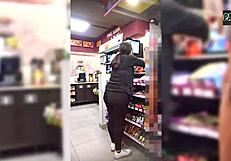 Teen waits for boyfriend in store, stranger convinces her to record. Condom breaks inside.