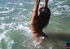 i can't believe tiny mexican teen carolina reyes stripped bare on the beach. so hot!