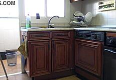 Horny Brunette Fucks Doggystyle in Kitchen