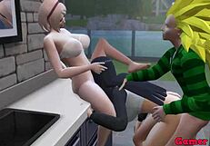 sakura and hinata talk about loving to fuck, propose a big threesome, end up fucking on the table, he cums inside