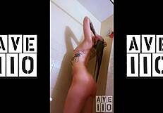 Phoendixxx touches her petite tits in soapy shower solo!