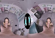 i got a blowjob from a big cock brunette in vr, cummin on her face.