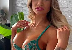 monika fox struts in sexy lingerie, showing off fake tits and piercings at a steamy pornshoot