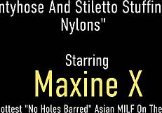 Hosed Asian Milf Maxine X Fucks Her Cambodian Cunt With High Heels Vibrator Toys Dildo