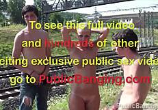 Cum and Jerk Off on Best Friend's Girl in Public Threesome Orgy! Join Now!