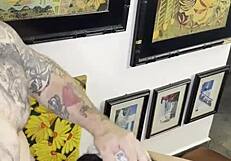 Milf enjoys small orgasm drinking milk