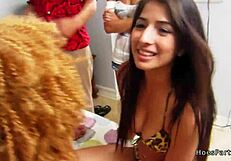 Amateur babes orgy in one bed - incredible