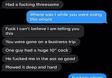 Wife sexting about threesome with big cock monster and cheating taboo