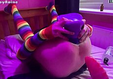 oh wow, size queen femboy raine gets stretched by those huge toys!